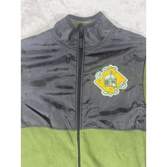 Disney Star Wars Jacket Mens Extra Large Green Fleece Boba Fett Zip Up Sweater - Picture 2 of 9
